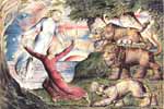 Блейк, Иллюстрация к "Божественной комедии" Данте : Данте, преследуемый тремя хищниками (380*261)