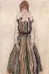 Эгон Шиле, Портрет жены художника (Эдит Шиле в платье в полоску) (380*653)